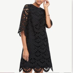 Ann Taylor Size 0 Eyelet Black Shift Dress